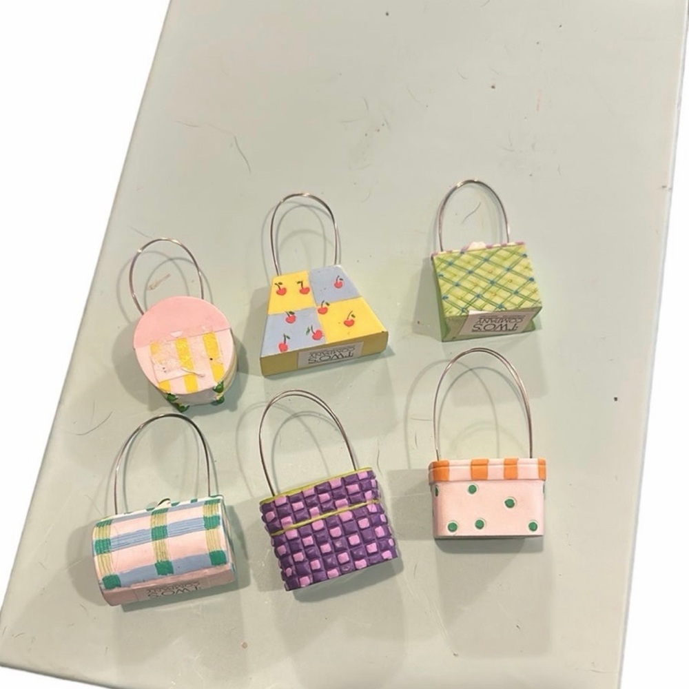 Two's Company Pastel Mini Handbag Set - Pink, Yellow, Green, Purple